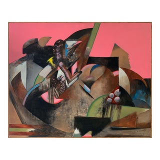 1985 "Victor Arrangements" Abstract Oil Painting Fine Artist Bill Shields For Sale