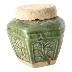 Early 20th Century Chinese Chinoiserie Celadon Jade Green Glazed Ginger Jar