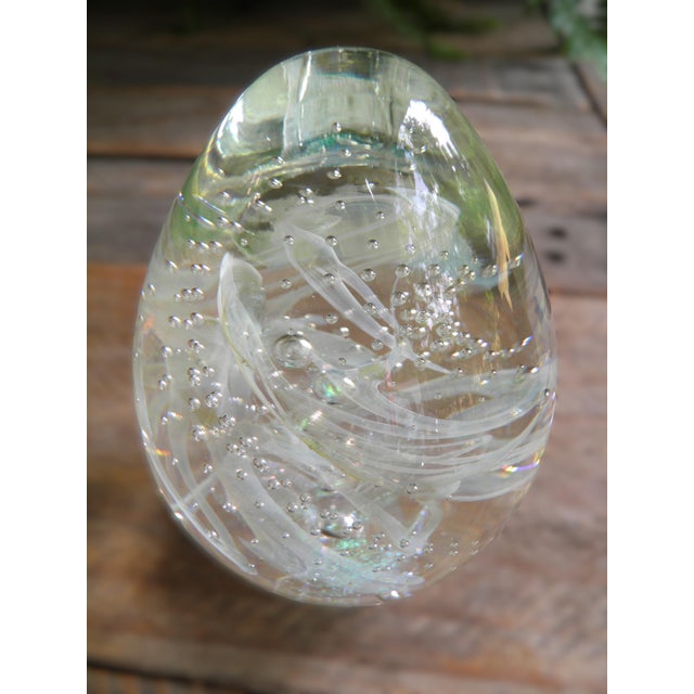 Abstract Vintage Signed Stunning Bullicante & Iridescent Art Glass Paperweight For Sale - Image 3 of 17