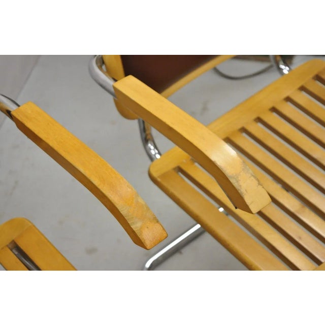 Late 20th Century Marcel Breuer Cesca Chair Cantilever Chrome Frame Wood Seat - a Pair For Sale - Image 5 of 11