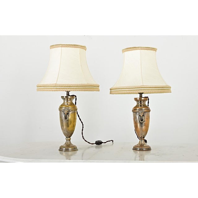 Early 20th Century Early 20th Century French Neoclassical Silverplate Urn Lamps - a Pair For Sale - Image 5 of 9