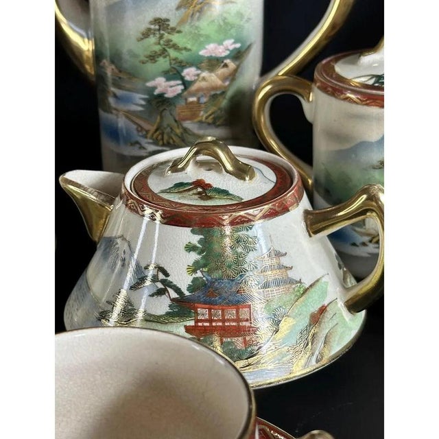 Ceramic Hand-Painted Satsuma Tea Service from Sōkō China, 1920s, Set of 15 For Sale - Image 7 of 11