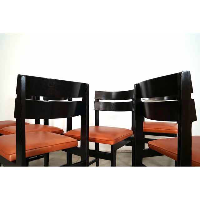 Ebony 1950’s Mid-Century Modern Leather Dining Chairs - Set of 6 For Sale - Image 8 of 12