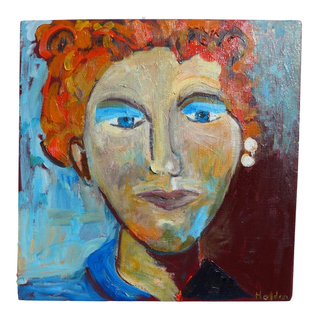 Contemporary "Lady With the Pearl Earring" Portrait Oil Painting For Sale