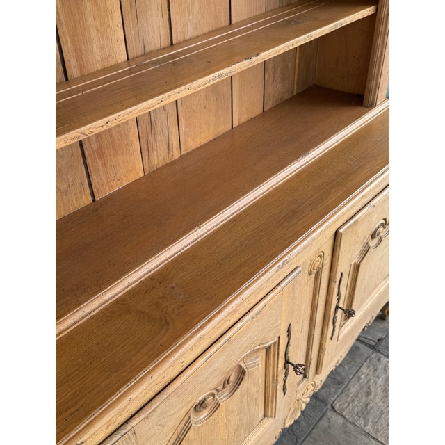 French Provincial Light Oak Wood Kitchen Cabinet, Antique For Sale - Image 12 of 12