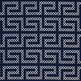 Sample - Schumacher A Maze Embroidery Fabric in Navy For Sale