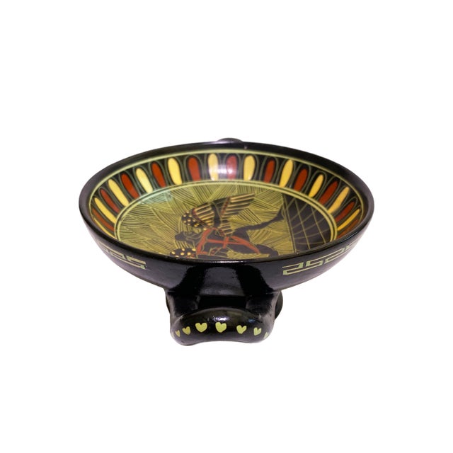Mediterranean Mid 20th Century Greek Pottery Kylix Depicting a Winged God For Sale - Image 3 of 6