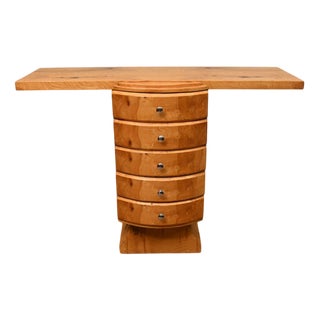 Art Deco Console Table in Blonde Maple, 1930s For Sale