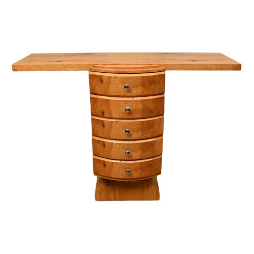 Art Deco Console Table in Blonde Maple, 1930s For Sale