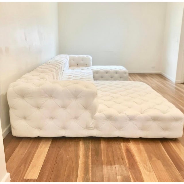 Early 21st Century Restoration Hardware Soho Tufted U-Shaped Sectional Chaise For Sale - Image 5 of 7