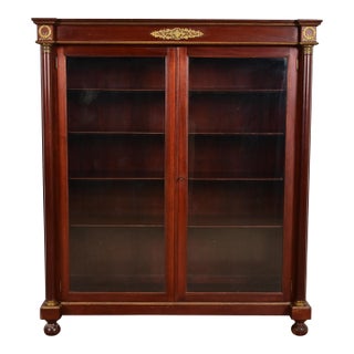 Herter Brothers Style Antique French Empire Mahogany Bookcase With Mounted Ormolu, Circa 1890s For Sale
