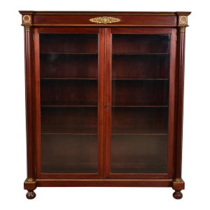 Herter Brothers Style Antique French Empire Mahogany Bookcase With Mounted Ormolu, Circa 1890s