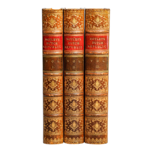 Stately 3 Volume the Rise of the Dutch Republic John Lothrop Motley Full Leather Antique Books Home Office Decor