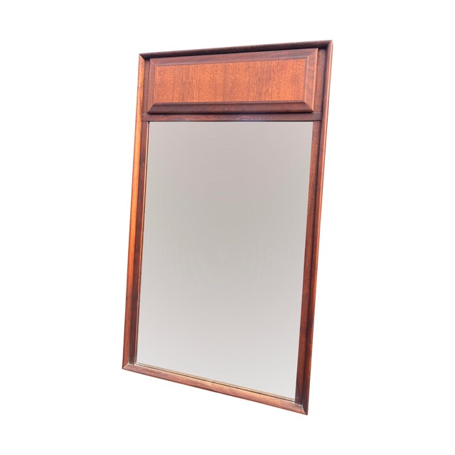 Brown Vintage Maurice Villency Pair Wall Mirrors in Walnut Wood For Sale - Image 8 of 9