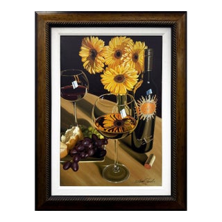 Scott Jacobs, Luce, Large Hand Signed Giclee on Canvas, Custom Framed, 42 X 32 In, Wine, 2005 For Sale