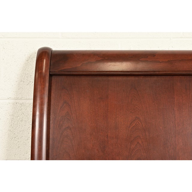 Brown L. & J. G. Stickley French Empire Cherry Wood Queen Size Sleigh Bed For Sale - Image 8 of 11