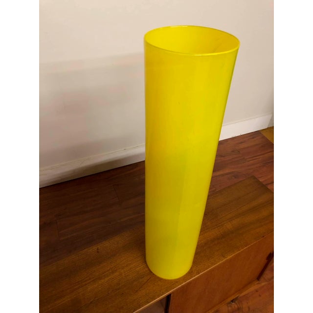 James Mongrain Yellow Glass Tall Cylinder Vase For Sale - Image 9 of 12