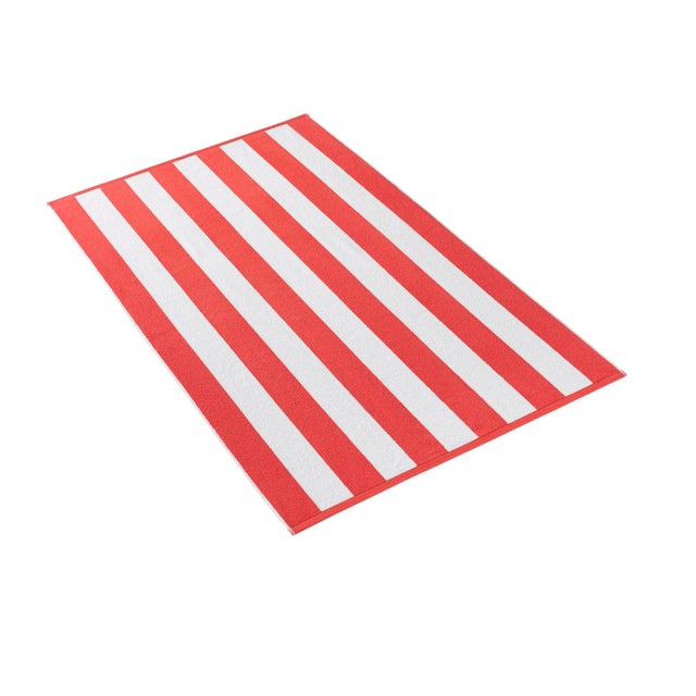 Contemporary Cabana Stripe Beach Towel in Coral For Sale - Image 3 of 3