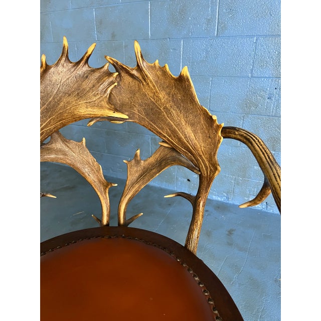 Mid 20th Century Black Forest Armchair - Distinctive Antler Back and Leather Upholstery C1900 For Sale - Image 5 of 6