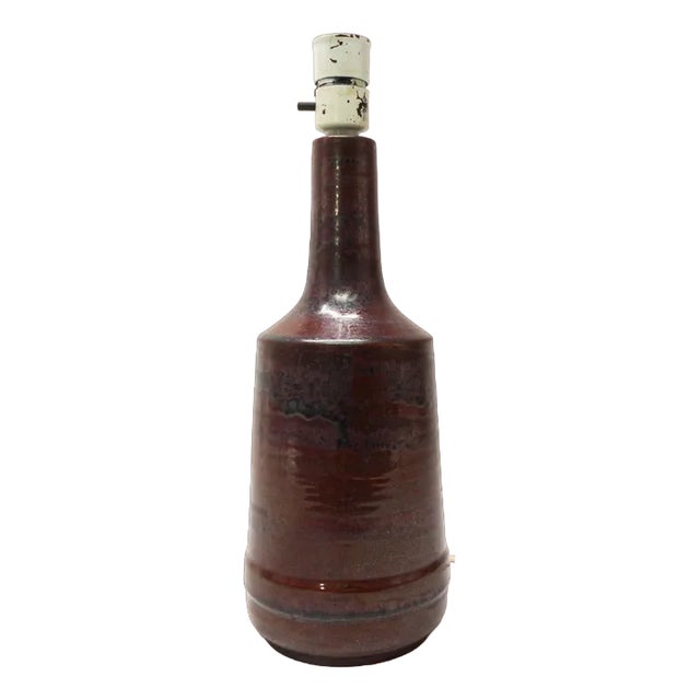 Scandinavian Oxblood Ceramic Lamp by Désirée Stentoj, 1970s For Sale