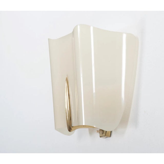 Cream Mid-Century Alraune Brass and Acrylic Glass Sconce by J. T. Kalmar, 1950s For Sale - Image 8 of 12