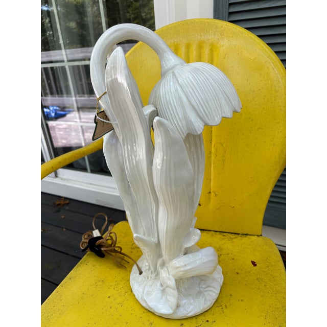 Off-white Vintage Nora Fenton Ceramic Sunflower Table Lamp For Sale - Image 8 of 15