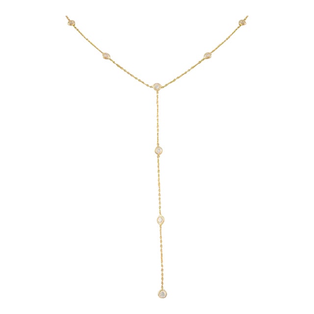VR Jewels 1 CTW Diamond Modern Chic Y-Drop Necklace in 18k Solid Gold by VRJewels For Sale - Image 4 of 11