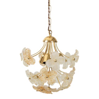 1960s Murano Flower Glass Pendant Light, Unmarked For Sale