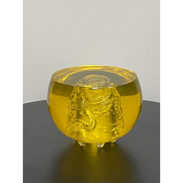 Contemporary 2000 Heinrich Wang Liuli Crystal Dragon Rooster Bowl For Sale - Image 3 of 16