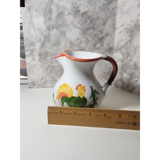 Ceramic Vintage Rooster Redware Pitcher Signed Portugal For Sale - Image 7 of 10