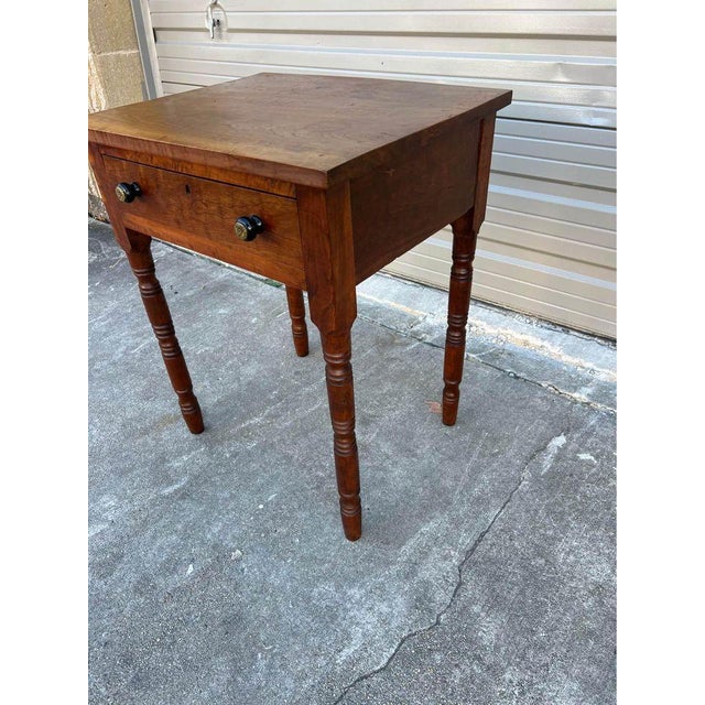 Antique Early American Primitive Turned Leg 1 Drawer Side Table For Sale In Washington DC - Image 6 of 10