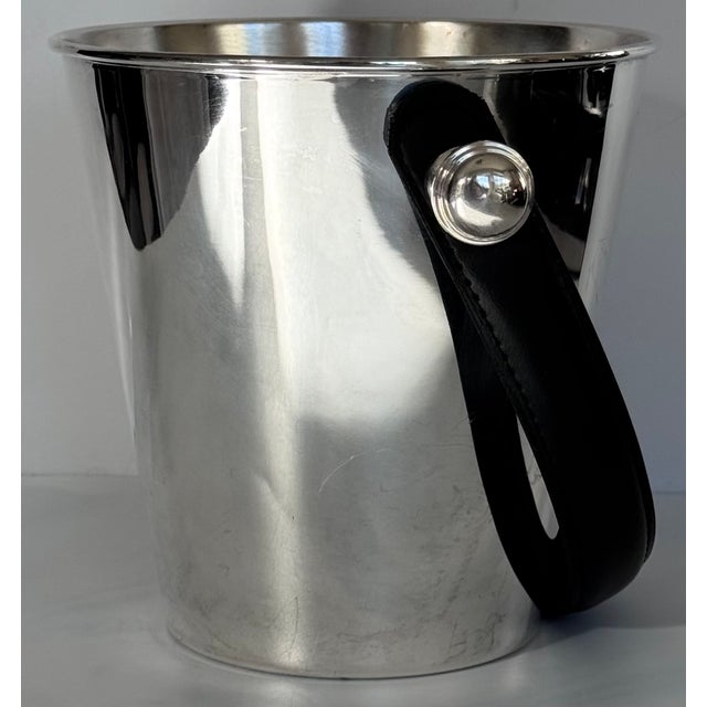 Late 20th Century Late 20th Century Ralph Lauren Style Silverplate & Leather Wine Chiller For Sale - Image 5 of 11