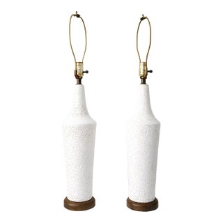 1950s Pair of White Plaster Mid Century Modern Lamps For Sale