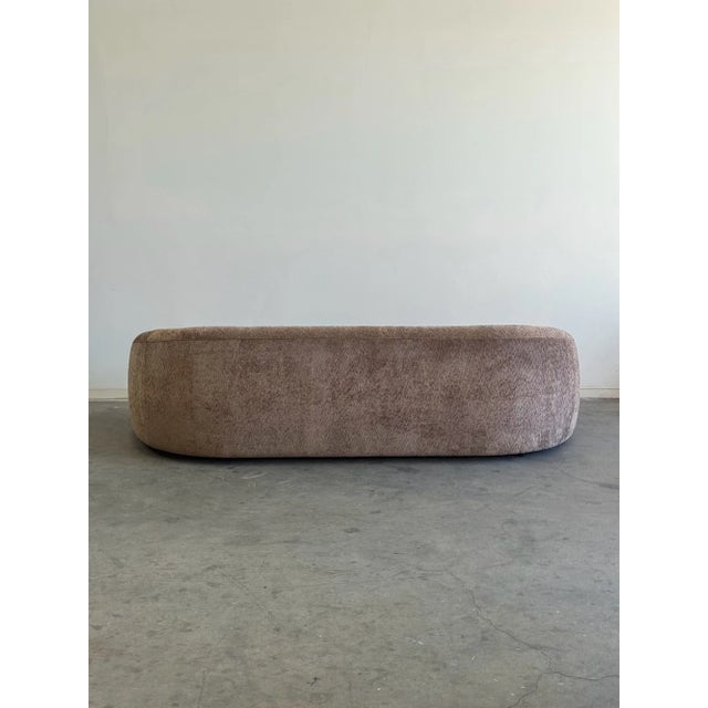 W108 D46 H31 SW82 SD28-31 SH19 AH22-25 This vintage custom made sofa reminiscent of Jean Royère blends timeless European...