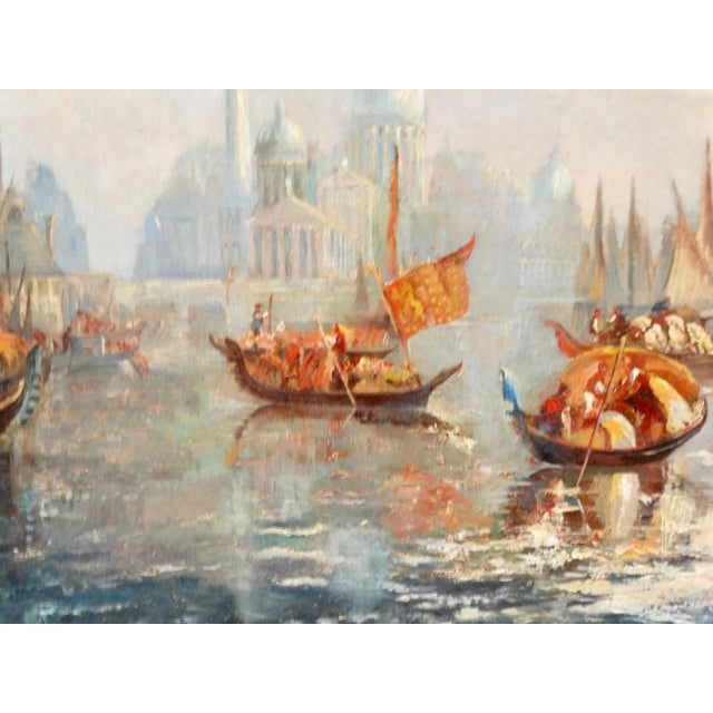Blue Antique Oil Painting Venice Francis Moltino (1818 - 1874) Listed Artist For Sale - Image 8 of 11