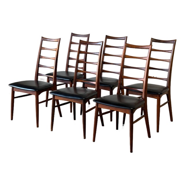 In Style of Niels Koefoed Model Lis Rosewood Dining Chairs Set of 6 Danish Mid-Century Modern 1960s For Sale