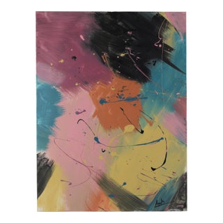"Vibrant Chaos" Contemporary Abstract Expressionist Mixed-Media Painting For Sale
