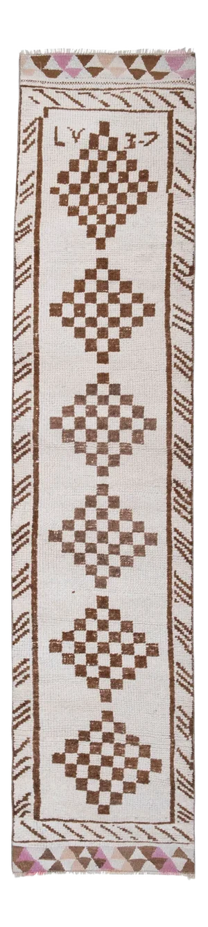 Vintage Kurdish Herki Runner Rug 2'7" X 11'11"