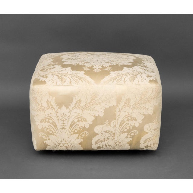 Modern White Silk Damask Ottoman For Sale - Image 4 of 8