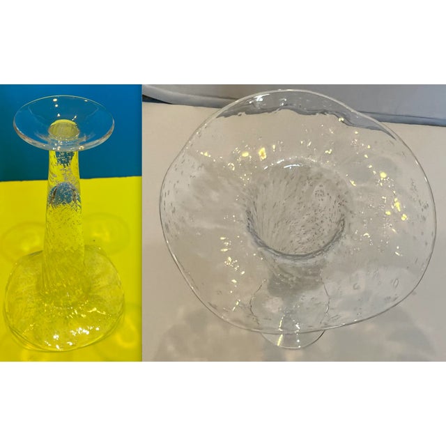 Mid-Century Murano Art Glass Bullicante Wavy Rim Trumpet Vase For Sale - Image 10 of 12