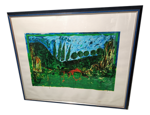 Mario Schifano, Landscape, 1970s, Color Lithograph, Framed