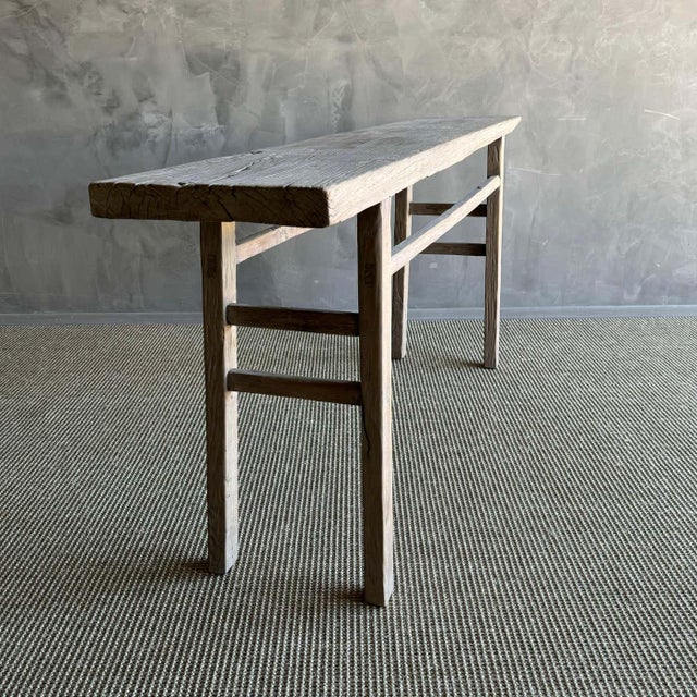 Vintage Elm Wood Console Table 77.5" For Sale - Image 4 of 6