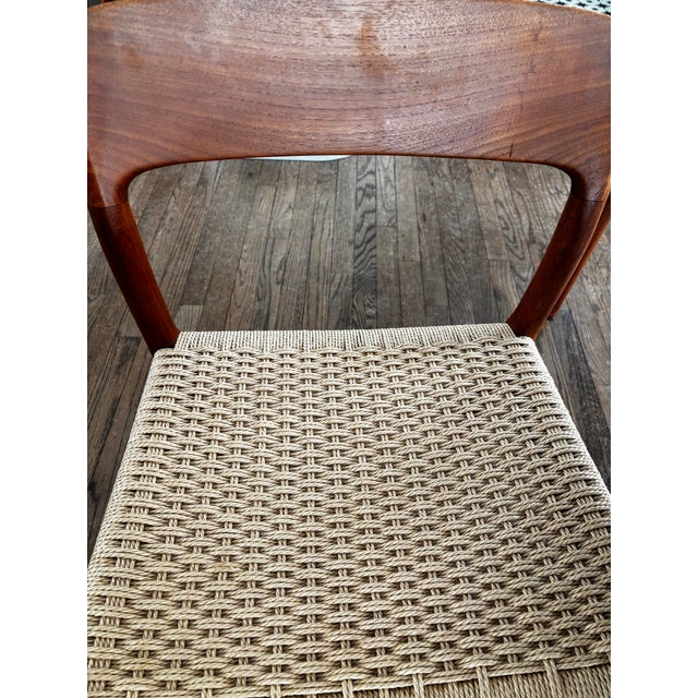 Brown Set of Four Niels Otto Møller Model 75 Dining Chairs in Teak Jl Møllers Møbelfabrik, Denmark, Circa 1960s For Sale - Image 8 of 13