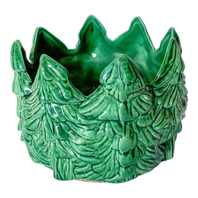 Vintage Ceramic Pine Tree Wine Coaster Trinket Dish For Sale