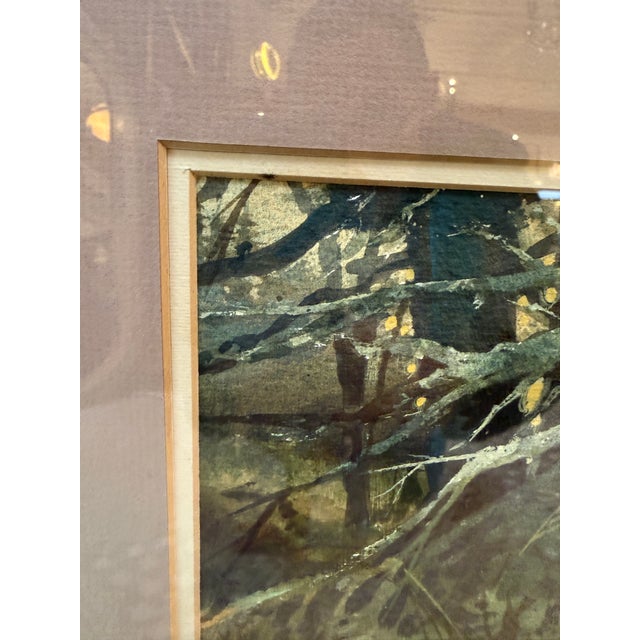 Circa 1972 David Solomon "Summer Woods" Original Watercolor Painting, Framed For Sale - Image 9 of 12