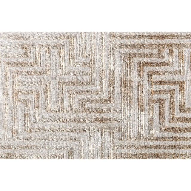 Taupe Modern Geometric Taupe With Brown Silk Rug "Minos" by Doris Leslie Blau For Sale - Image 8 of 8
