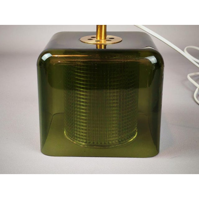 Metal Mid-Century Green Glass Ceiling Lamp by Carl Fagerlund for Orrefors, 1960s For Sale - Image 7 of 16