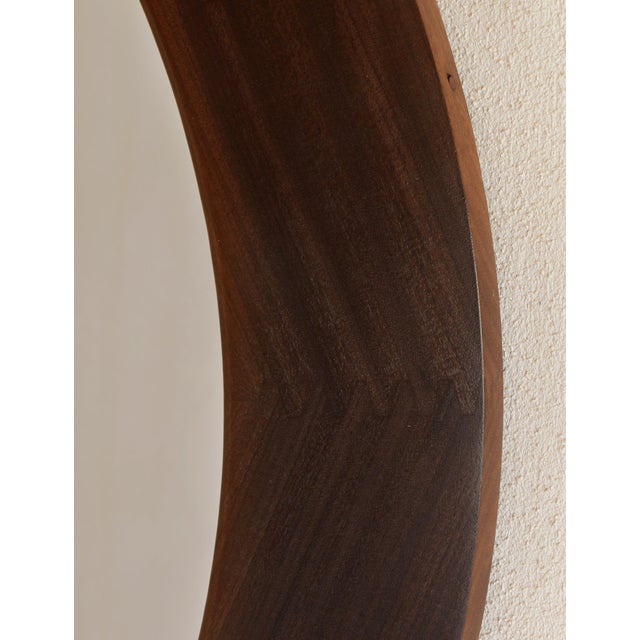 Round Wood Wall Mirror, in Restored conditions. Designed 1970 to 1979