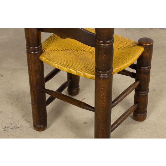 Set of Six French Modernist Dining Chairs, Oak & Rush, 1960 For Sale - Image 17 of 18