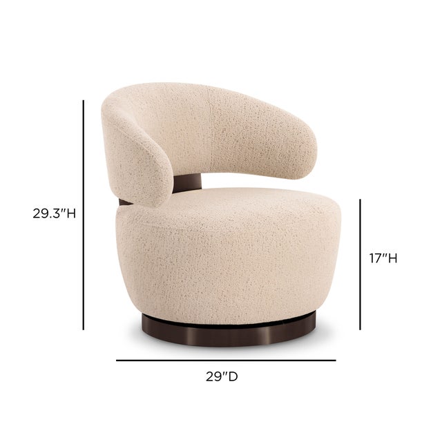 Austin Cream Boucle Swivel Chair For Sale In Los Angeles - Image 6 of 6